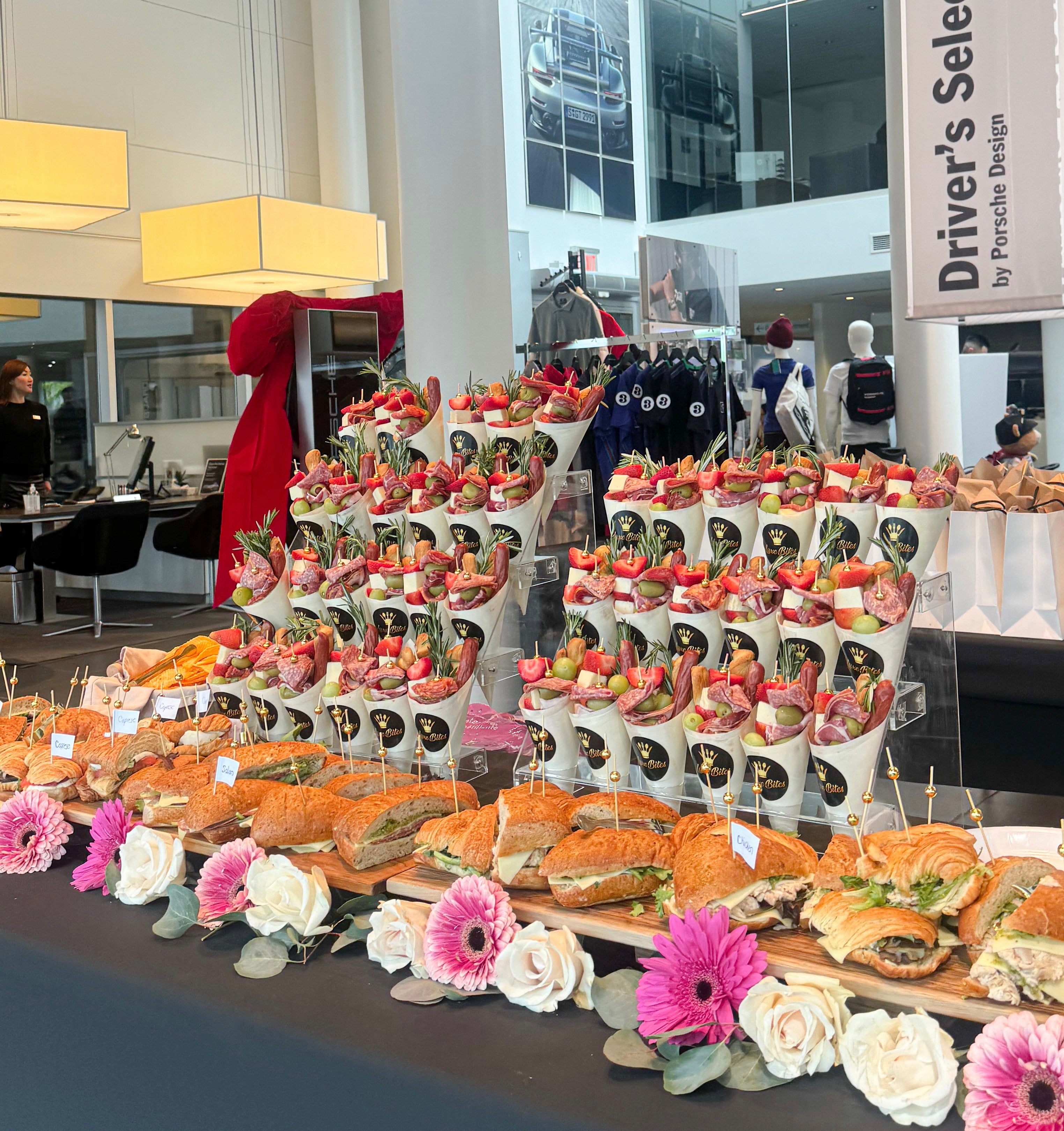 Luxury Catering for Porsche Vancouver: Gourmet Charcuterie Cones and Sandwiches at Porsche Exclusive Service Clinic