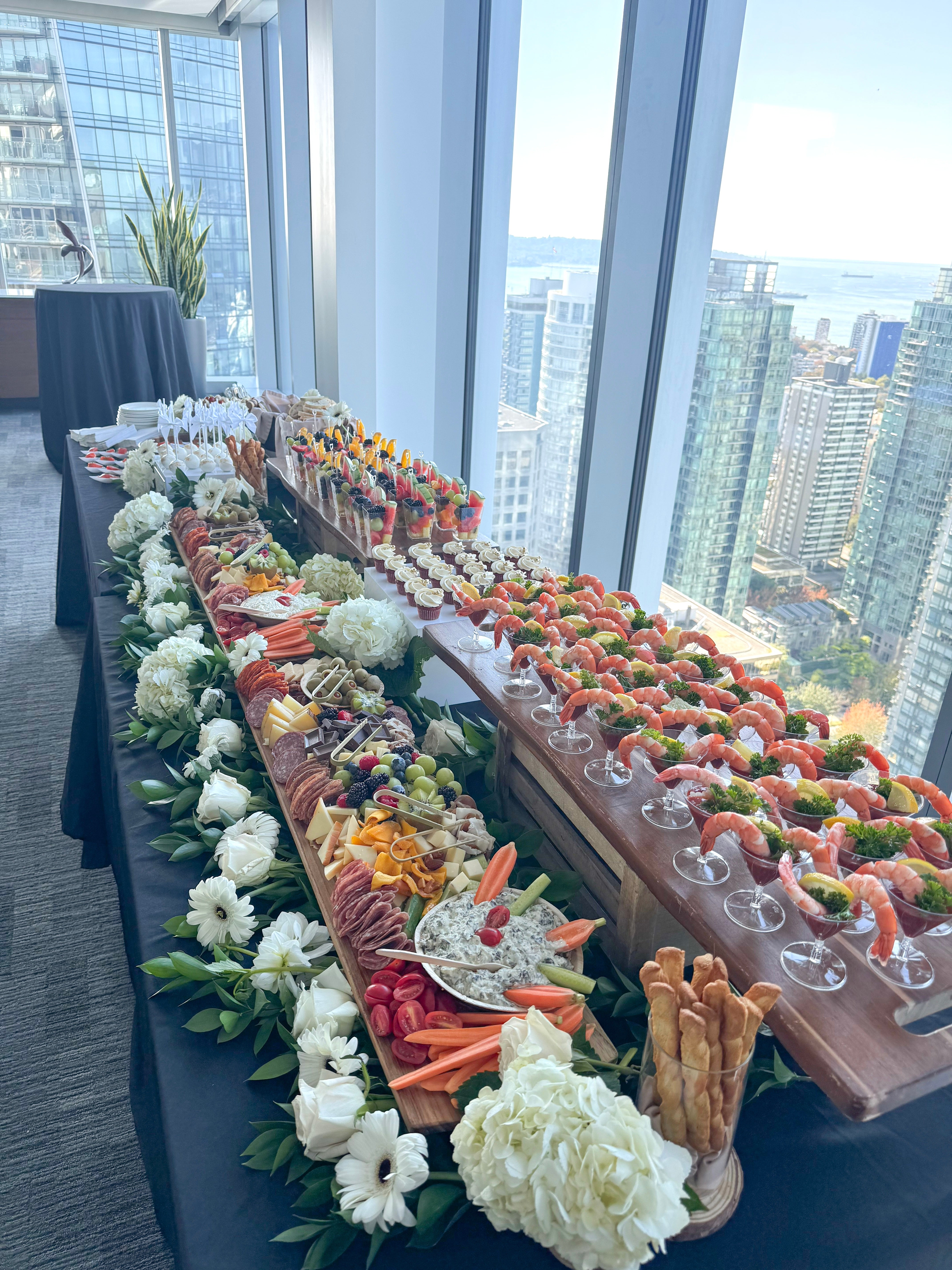 Wedding grazing table setup in Vancouver